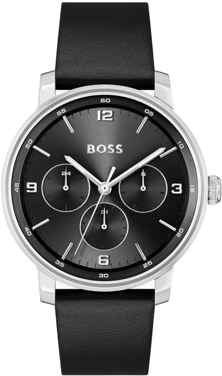 Contender Men Quartz Black Dial Multi-Function Leather Watch 1514125