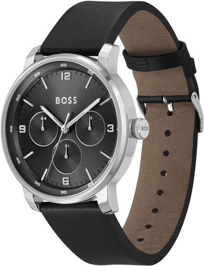 Contender Men Quartz Black Dial Multi-Function Leather Watch 1514125