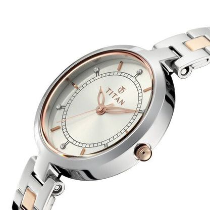 Titan Bandhan Quartz Analog Silver Dial Two Toned Stainless Steel Strap Watch For Couple