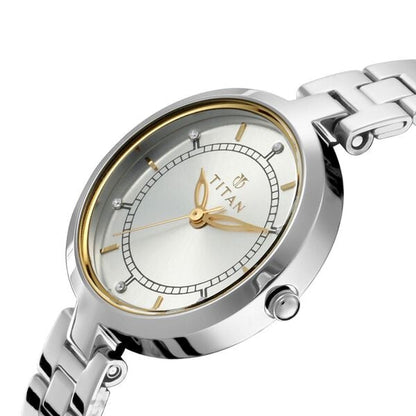 Titan Bandhan Quartz Analog Silver Dial Silver Stainless Steel Strap Watch For Couple