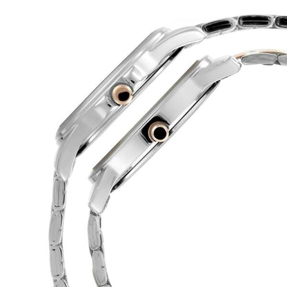 Titan Bandhan Quartz Analog with Day and Date Silver Dial Stainless Steel Strap Watch for Couple