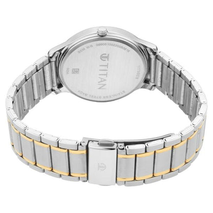 Titan Lagan White Dial Analog with Day and Date Metal Strap Watch for Men