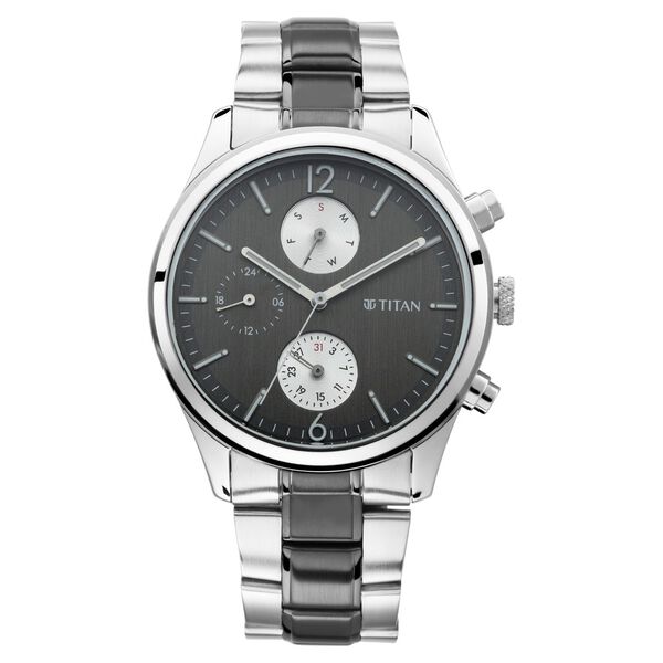 Titan Men's Metropolitan Charm: Men's Multifunctional Anthra Watch with Metallic Accents