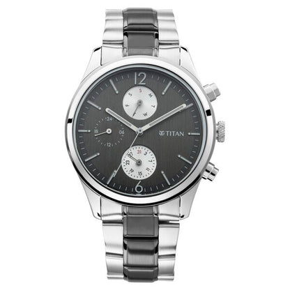 Titan Men's Metropolitan Charm: Men's Multifunctional Anthra Watch with Metallic Accents