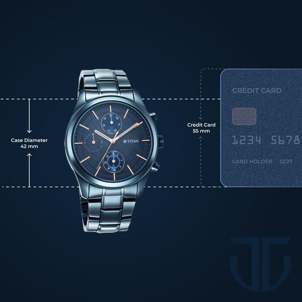 Titan Neo Splash Quartz Analog with Date Blue Dial Blue Stainless Steel Strap Watch For Men