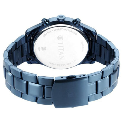 Titan Neo Splash Quartz Analog with Date Blue Dial Blue Stainless Steel Strap Watch For Men