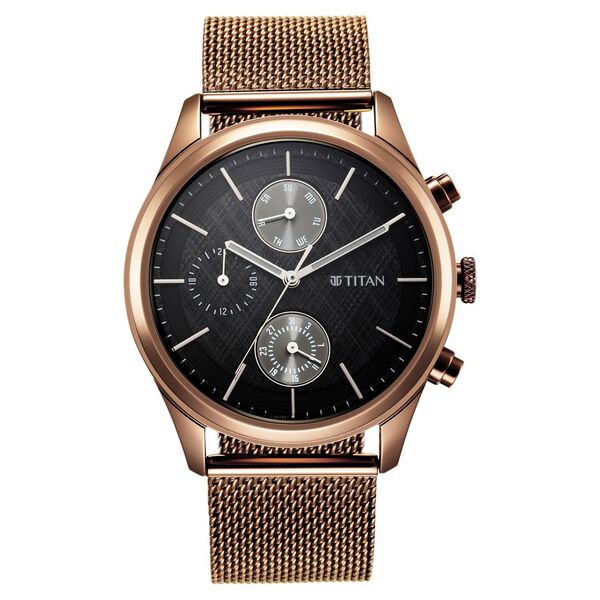 Titan Neo Splash Black Dial Quartz Analog with Date Stainless Steel Strap watch for Men