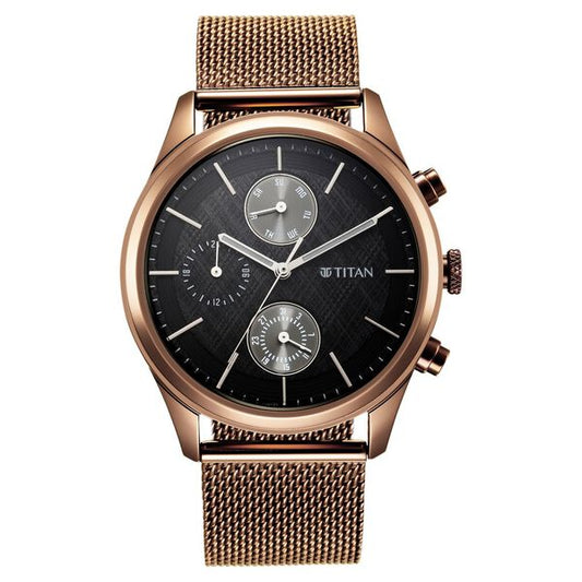Titan Neo Splash Black Dial Quartz Analog with Date Stainless Steel Strap watch for Men
