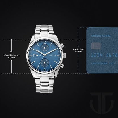 Titan Men's Metropolitan Charm: Men's Multifunctional Blue Watch with Metallic Accents
