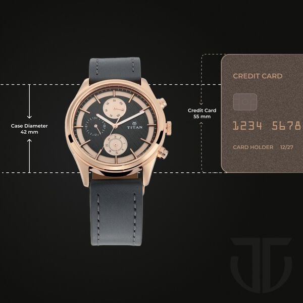 Titan Workwear Grey Dial Quartz Multifunction Leather Strap watch for Men
