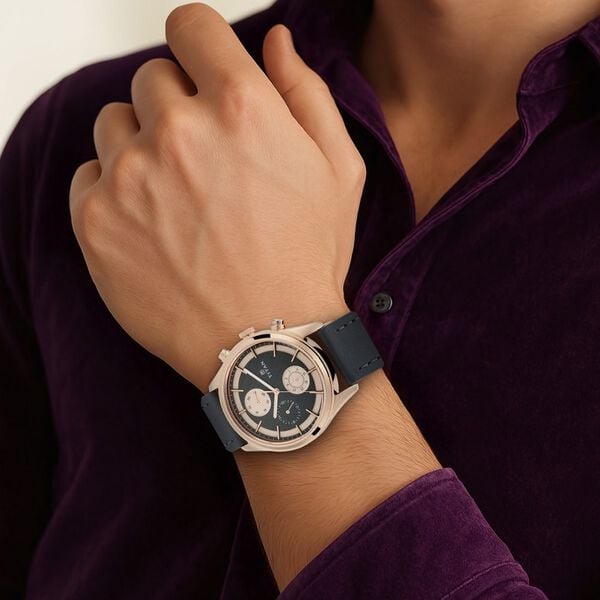 Titan Workwear Grey Dial Quartz Multifunction Leather Strap watch for Men