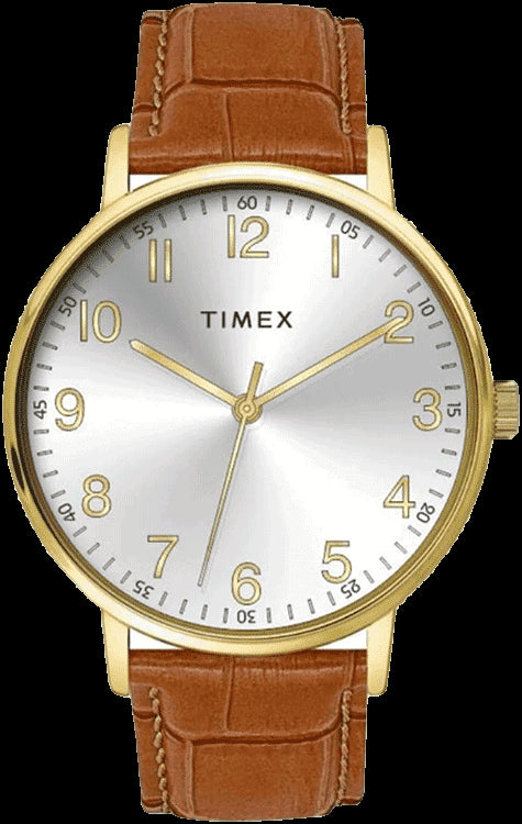 Timex Full Arabic Silver Dial Tan Croco leather Strap Men's Watch - TW0TG8026