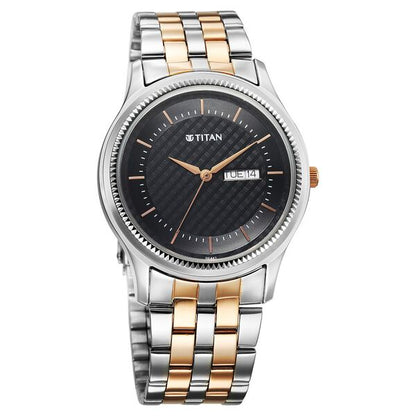 Titan Karishma Quartz Analog with Day and Date Blue Dial Stainless Steel Strap Watch For Men