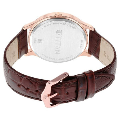 Titan Rose Gold Dial Analog with Date Leather Strap watch for Men NR1825WL02