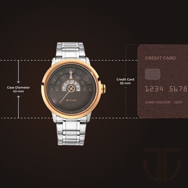 Titan Grandmaster Brown Dial Analog Stainless Steel Strap Watch for Men