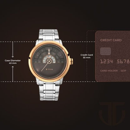Titan Grandmaster Brown Dial Analog Stainless Steel Strap Watch for Men