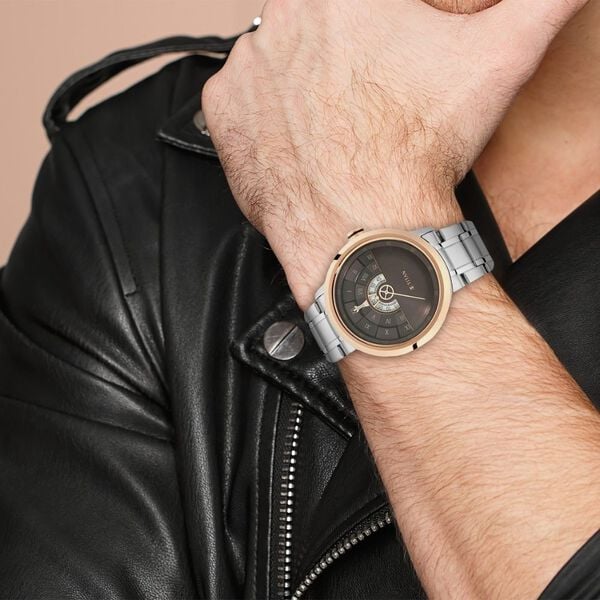 Titan Grandmaster Brown Dial Analog Stainless Steel Strap Watch for Men