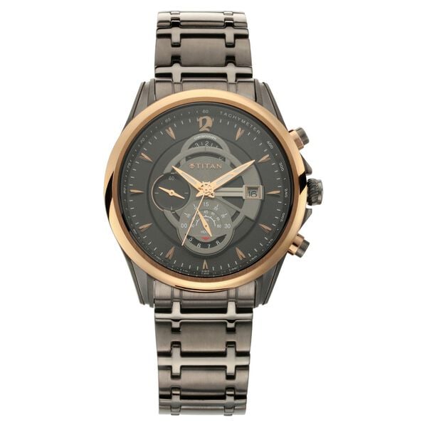Titan Maritime Anthracite Chronograph Stainless Steel Strap watch for Men