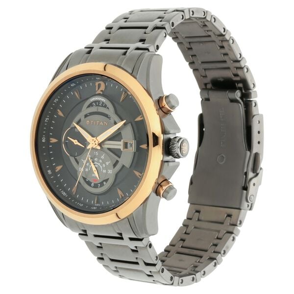 Titan Maritime Anthracite Chronograph Stainless Steel Strap watch for Men