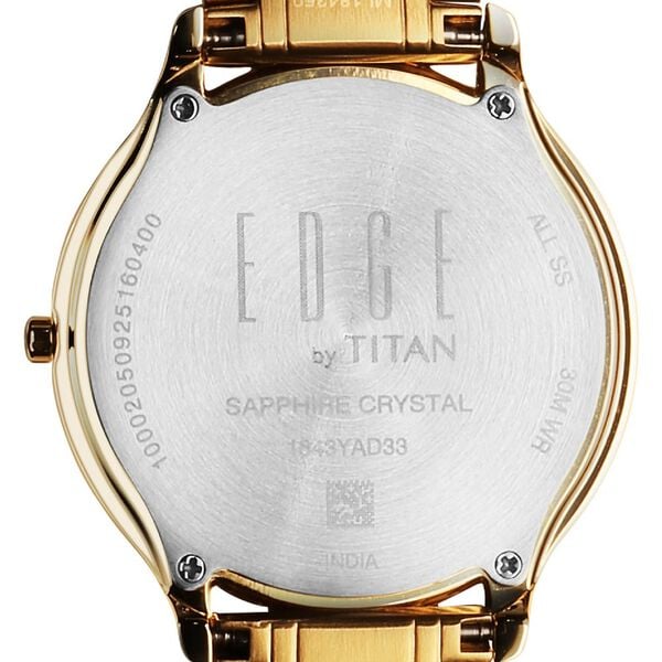 Titan Edge Gleam Quartz Analog Green Dial Golden Stainless Steel Strap Watch For Men