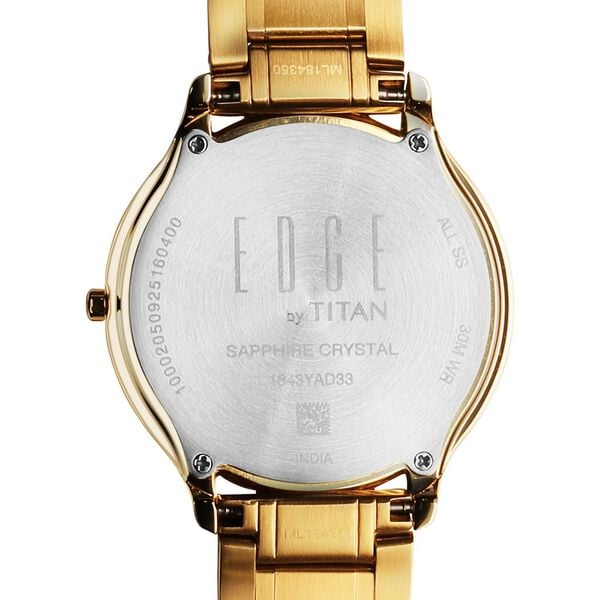 Titan Edge Gleam Quartz Analog Green Dial Golden Stainless Steel Strap Watch For Men