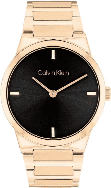 Ck Linear Elegance Women Quartz Black Dial Analog Stainless Steel Watch 25100086