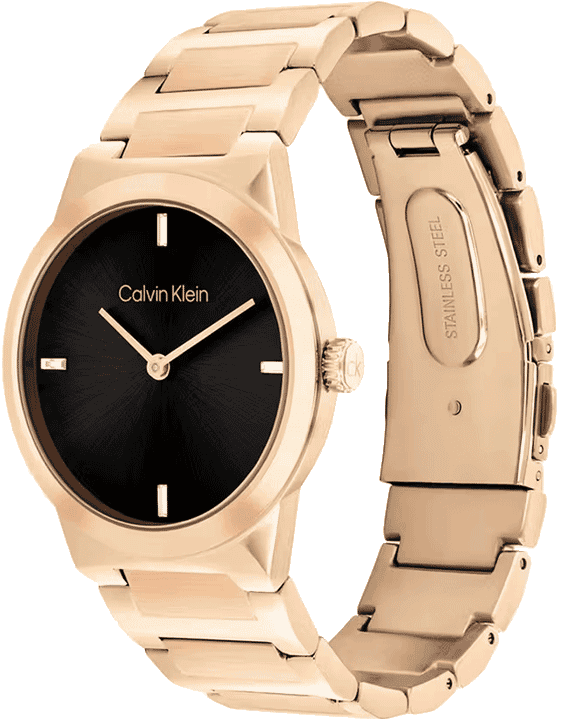 Ck Linear Elegance Women Quartz Black Dial Analog Stainless Steel Watch 25100086