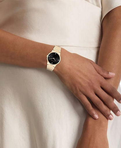 Ck Linear Elegance Women Quartz Black Dial Analog Stainless Steel Watch 25100086