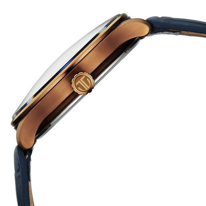 Titan Stellar Analog with Earth Disc and Blue Dial Blue Leather Strap Watch for Men