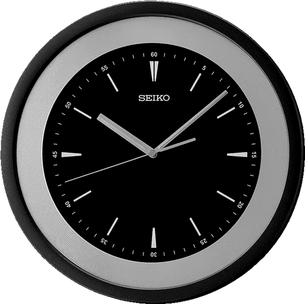 Seiko Elegant Black Round Plastic Case Analog Wall Clock for Home Offi ...