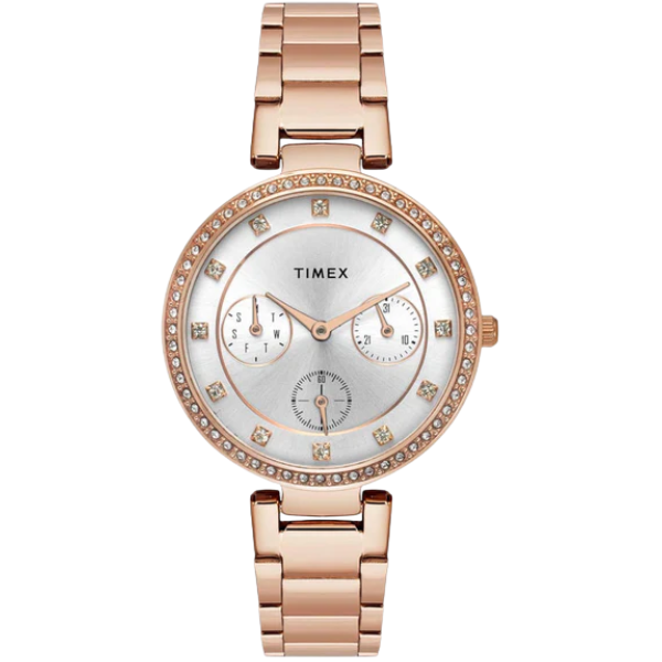 Fashion Women Quartz Silver Dial Multi-Function Stainless Steel Watch TWEL18702
