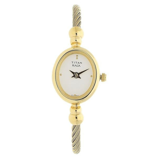 Titan Raga White Dial Analog Stainless Steel Strap watch for Women