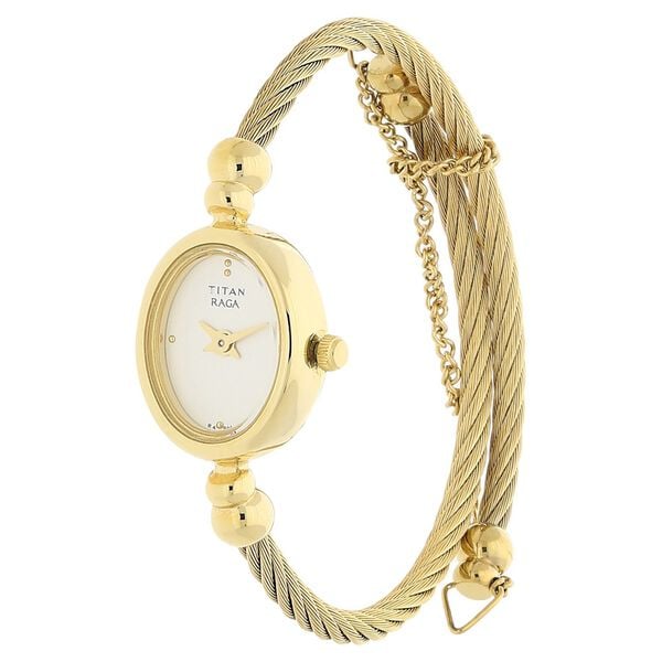 Titan Raga White Dial Analog Stainless Steel Strap watch for Women