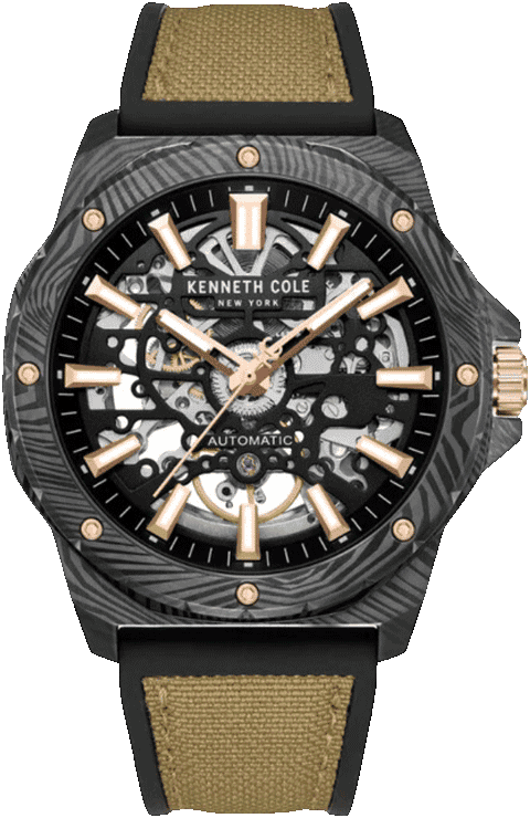 Kenneth Cole Cole Automatic Black Dial Tan Silicon Strap Analog Watch  - For Men KCWGZ0076703MNW
