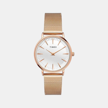 Fashion Women Quartz White Dial Analog Stainless Steel Watch TWEL15606