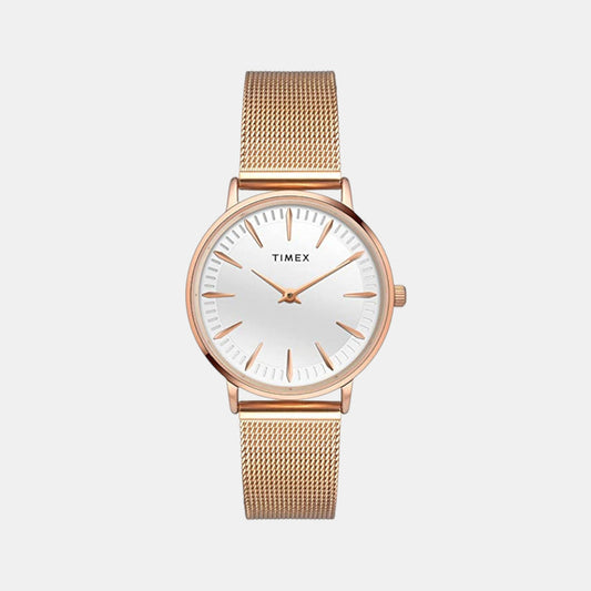 Fashion Women Quartz White Dial Analog Stainless Steel Watch TWEL15606