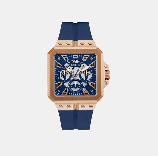 Leo Men Quartz Blue Dial Analog Silicone Watch GW0637G3