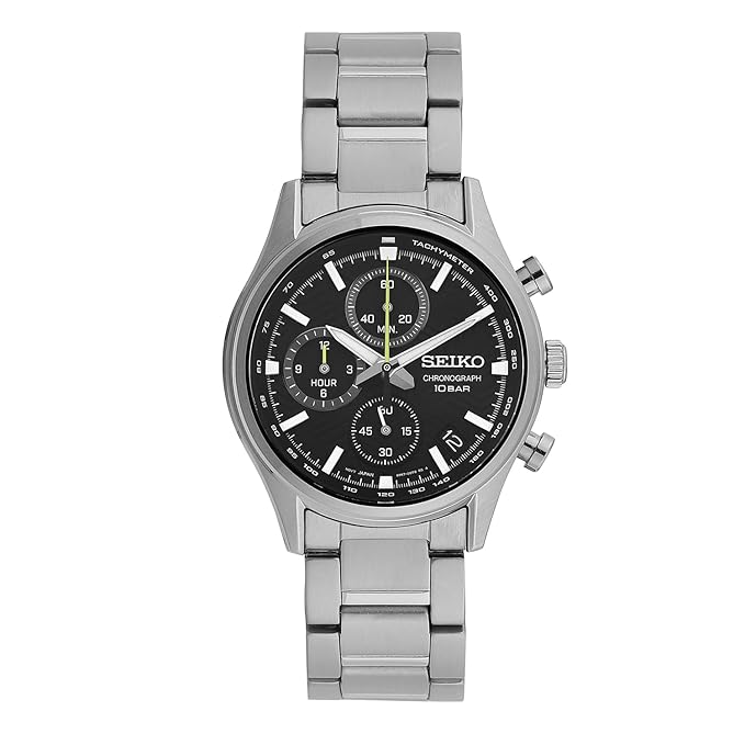 Seiko Stainless Steel Dress Chronograph Men Watch - Ssb419P1, Black Dial, Bandcolor-Silver