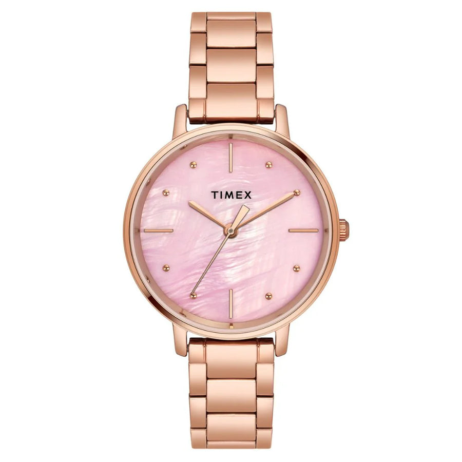Timex Women Pink Round Analog Brass Dial Watch- TWEL15807
TWEL15807