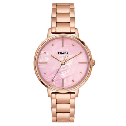 Timex Women Pink Round Analog Brass Dial Watch- TWEL15807
TWEL15807