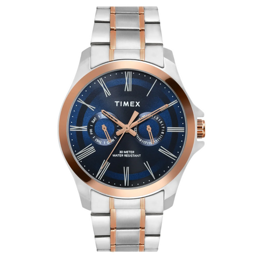 Timex Men Analaog Blue Round Brass Dial Watch - TW000X131