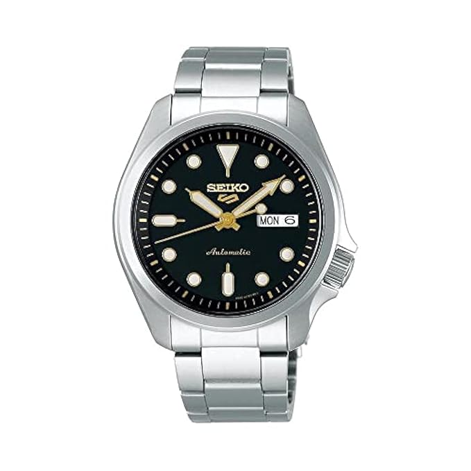 Seiko Stainless Steel Analog Black Dial Men Watch - SRPE57K1, Bandcolor-Silver