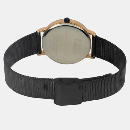 Fashion Women Quartz Black Dial Analog Stainless Steel Watch TWEL15608