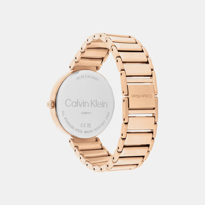 Minimalistic T-Bar Women Quartz Rose Gold Dial Analog Stainless Steel Watch 25200429