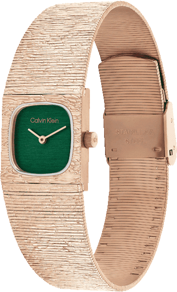 Sophisticated Square Women Quartz Green Dial Analog Stainless Steel Watch 25100179