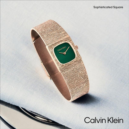 Sophisticated Square Women Quartz Green Dial Analog Stainless Steel Watch 25100179