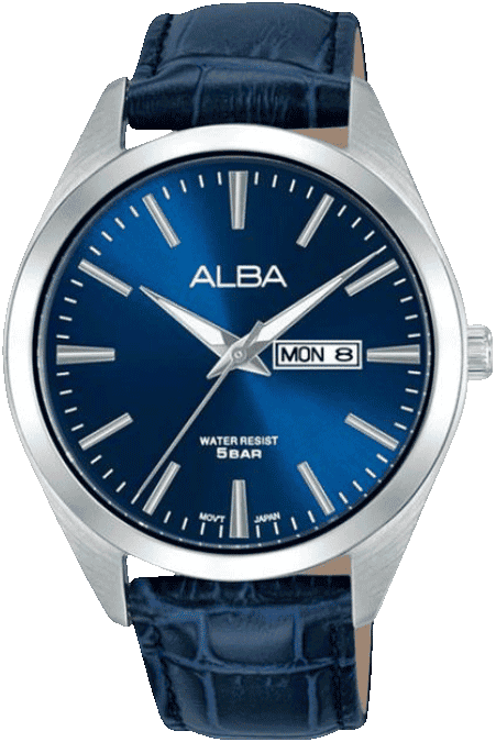 Prestige Men Quartz Blue Dial Analog Leather Watch AJ6215X1