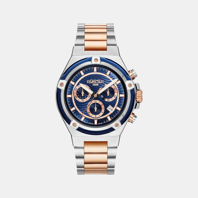 Tempomaster Chrono Men Quartz Blue Dial Analog Stainless Steel Watch 221837 49 45 20