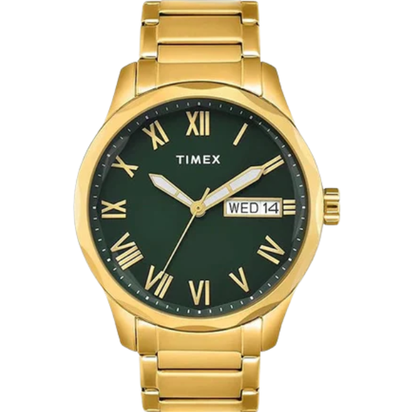 Fashion Men Quartz Green Dial Analog Stainless Steel Watch TW0TG7640