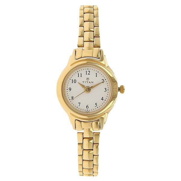 Titan Quartz Analog White Dial Stainless Steel Strap Watch for Women
